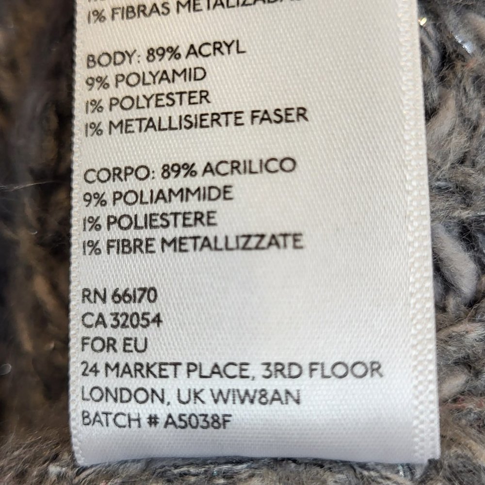 Kimchi Blue Metallic Gray Silver Open Front Long Sweater, Size Medium, GUC - Picture 9 of 9